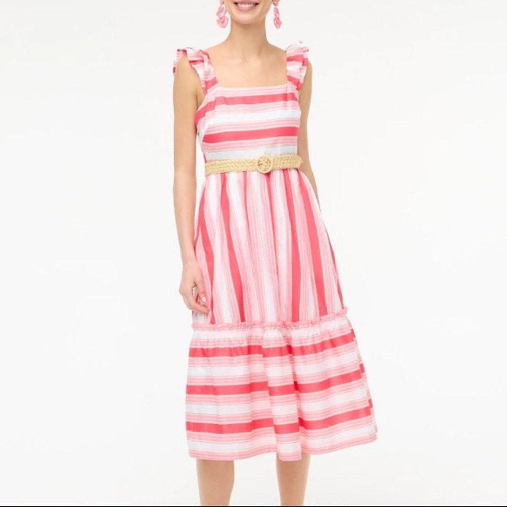 NWT- J-Crew Striped squareneck midi dress. - Picture 6 of 6